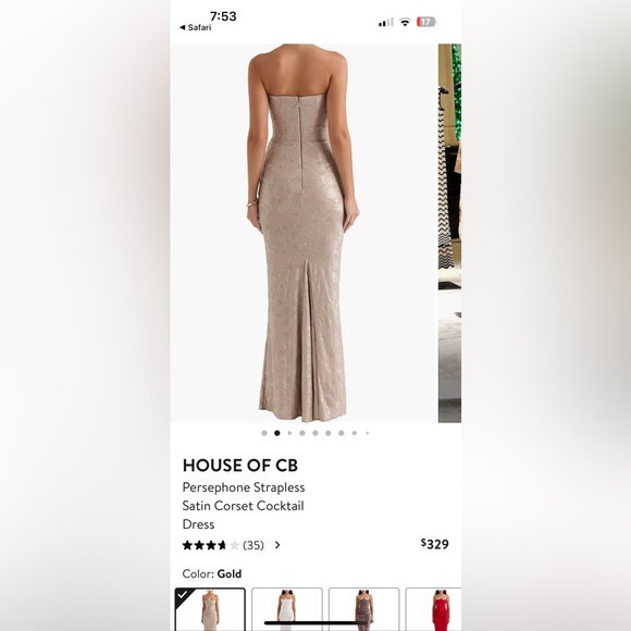 House of CB Persephone Strapless corset cocktail dress Gold size Med bigger cup - Picture 3 of 9